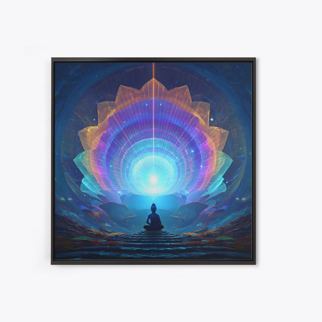 Cosmic Lotus Meditation Wall Art, Celestial Chakra Canvas Print, Psychedelic Spiritual Decor, Yoga Studio And Mindfulness Room Art
