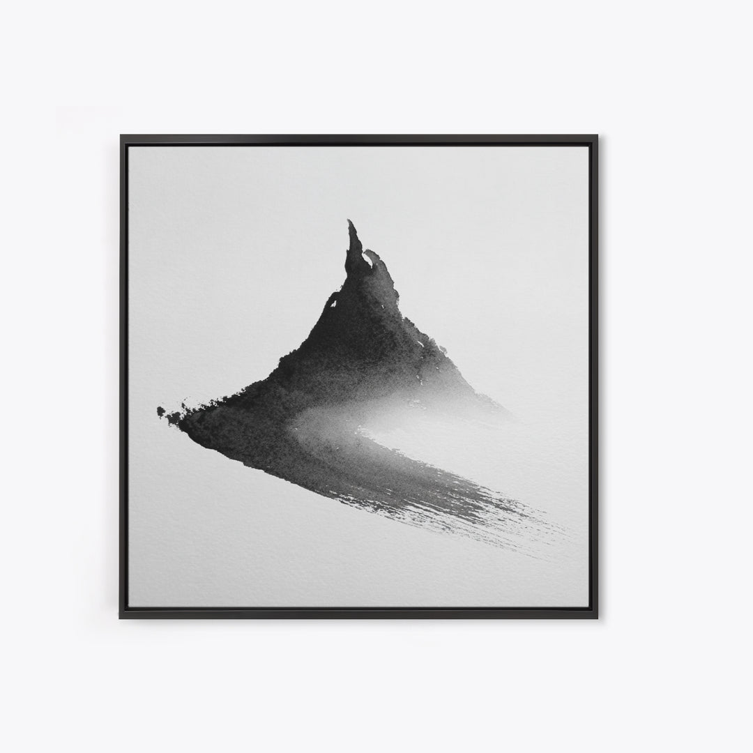 Minimalist Ink Mountain Brushstroke Wall Art, Black And White Abstract Canvas Print For Japandi Modern Home Decor