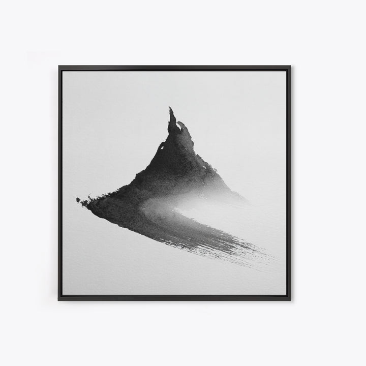Minimalist Ink Mountain Brushstroke Wall Art, Black And White Abstract Canvas Print For Japandi Modern Home Decor
