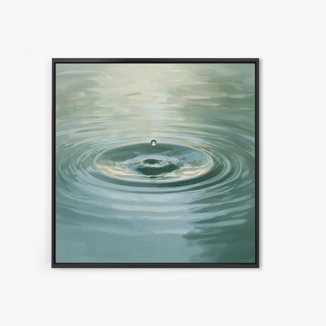 Soothing Water Ripple With Falling Droplet Wall Art, Minimalist Zen Landscape Canvas Print For Calming Modern Decor