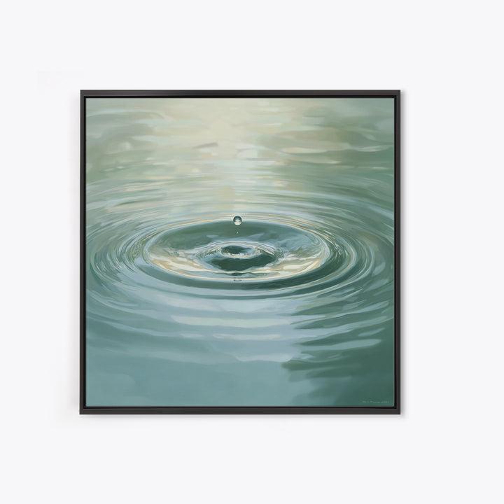 Soothing Water Ripple With Falling Droplet Wall Art, Minimalist Zen Landscape Canvas Print For Calming Modern Decor