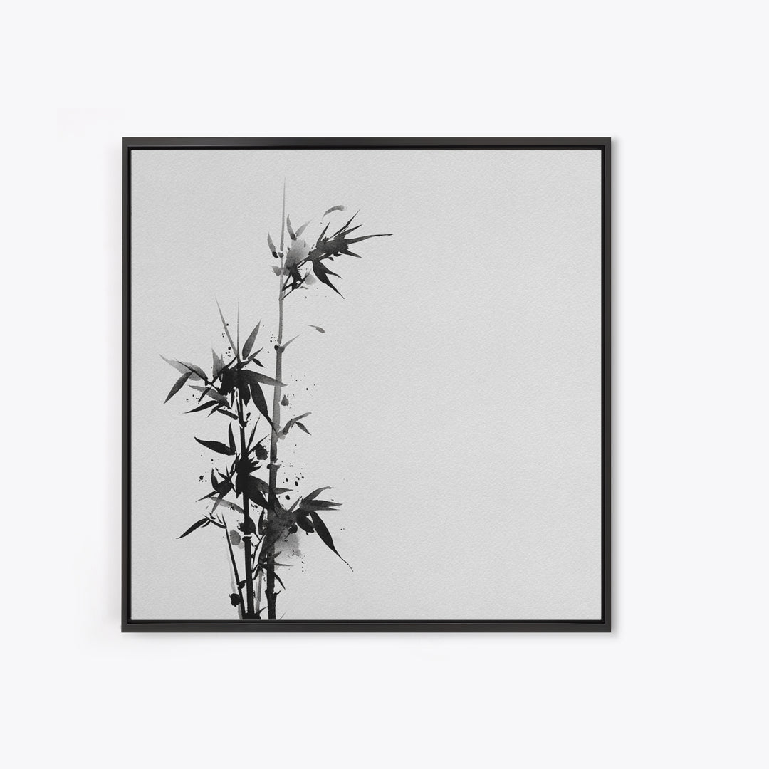 Minimalist Ink Bamboo Wall Art, Black And White Japanese Painting Canvas Print, Modern Zen Home Decor