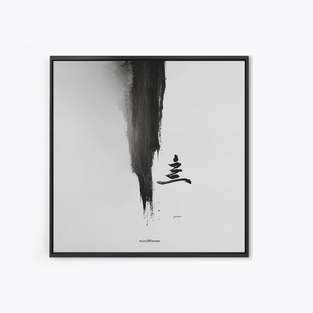 Black And White Zen Brushstroke Wall Art Minimalist Japanese Calligraphy Modern Abstract Print Neutral Home Decor Canvas Print
