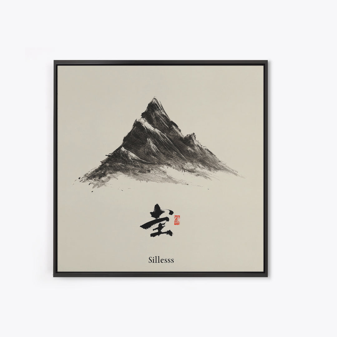 Minimal Ink Mountain Landscape Wall Art, Japanese Inspired Black And White Print, Calm Zen Home Decor Canvas Print