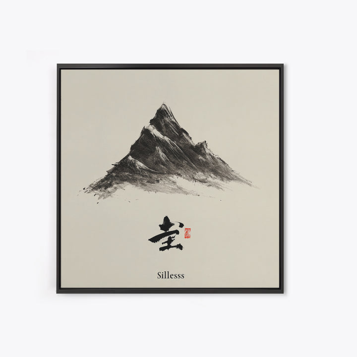 Minimal Ink Mountain Landscape Wall Art, Japanese Inspired Black And White Print, Calm Zen Home Decor Canvas Print