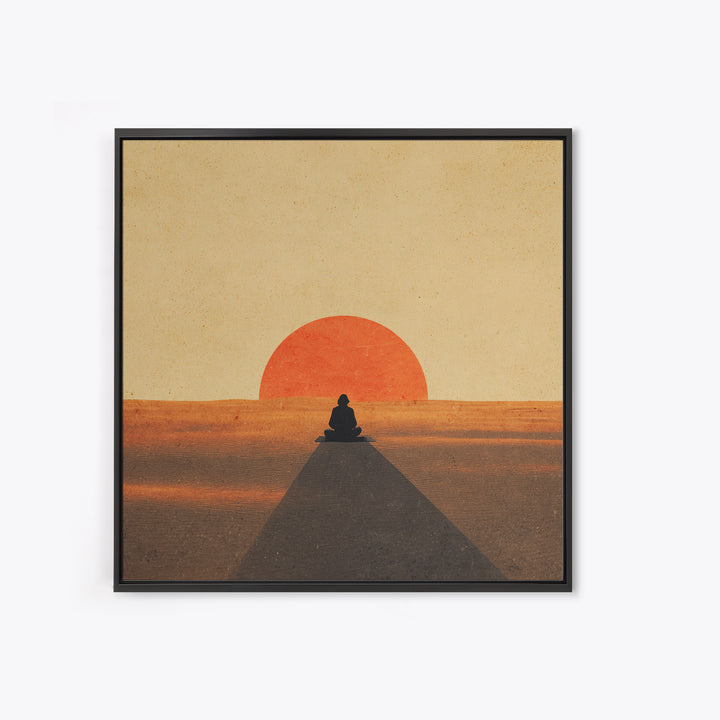 Minimalist Desert Sunset Figure Wall Art Modern Boho Print Neutral Earth Tone Decor Bedroom Wall Art