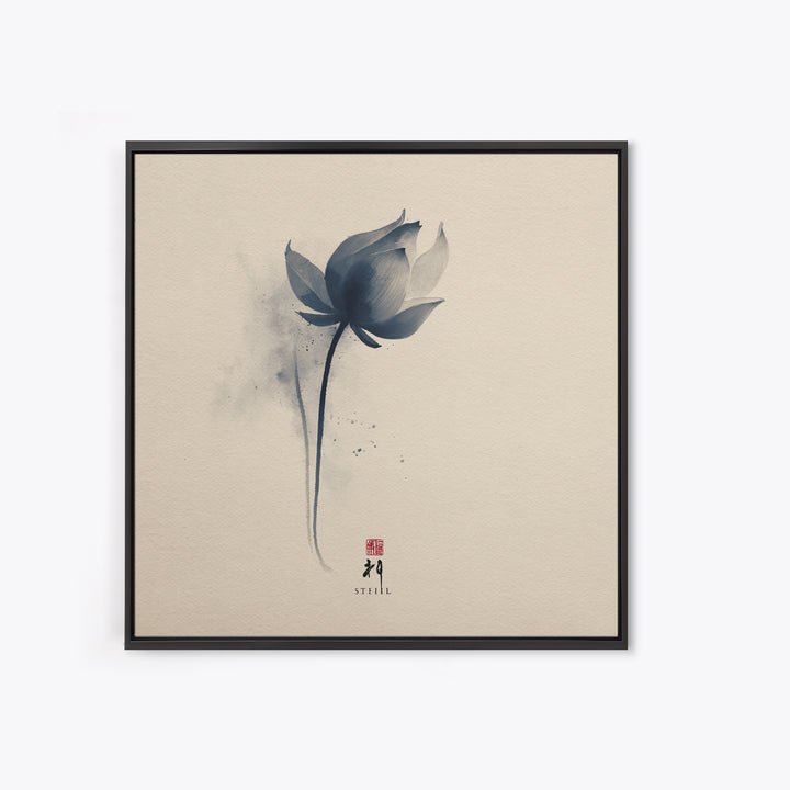 Minimalist Ink Lotus Flower Wall Art, Japanese Style Botanical Print, Zen Meditation Decor For Calm Modern Bedroom Or Spa