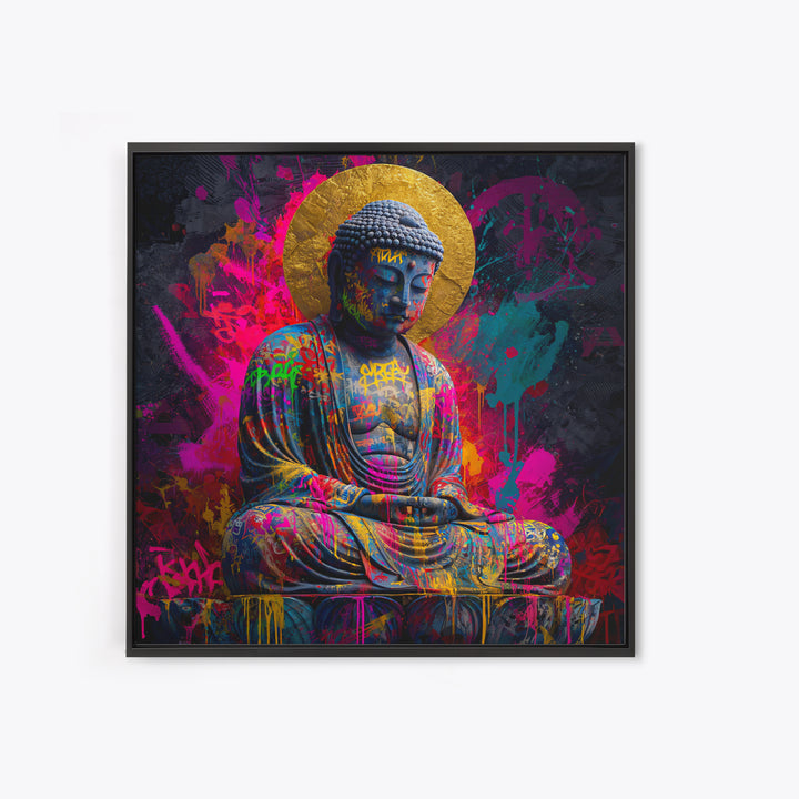 Colorful Graffiti Buddha Wall Art Canvas Print Modern Street Art Spiritual Zen Decor Meditation Room Art