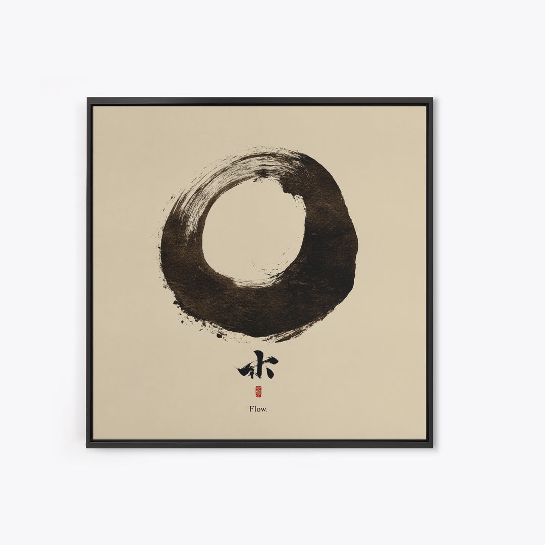 Minimal Zen Enso Circle Ink Painting Wall Art, Japandi Style Meditation Home Decor, Modern Minimalist Canvas Print