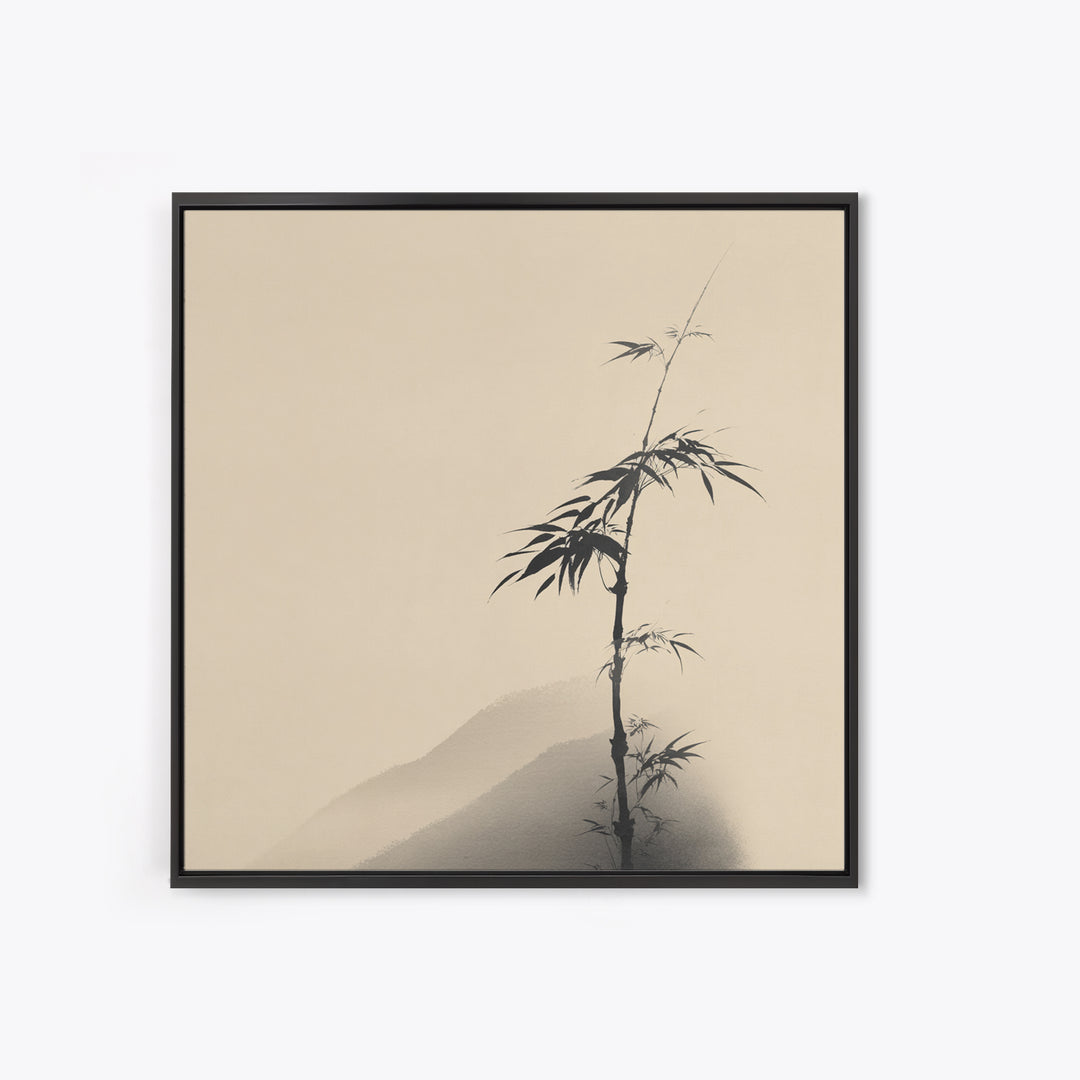Minimal Japanese Bamboo Ink Painting Wall Art, Neutral Zen Japandi Canvas Print, Calming Nature Home Decor