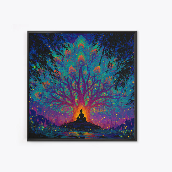 Mystic Tree Of Life Meditation Wall Art, Psychedelic Celestial Canvas Print, Spiritual Boho Decor, Yoga Room And Zen Home Decor