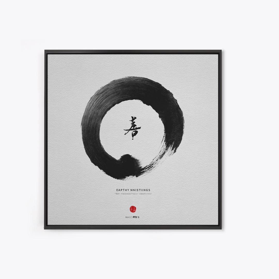 Zen Enso Circle Japanese Calligraphy Wall Art Print, Minimalist Black And White Meditation Decor For Modern Home