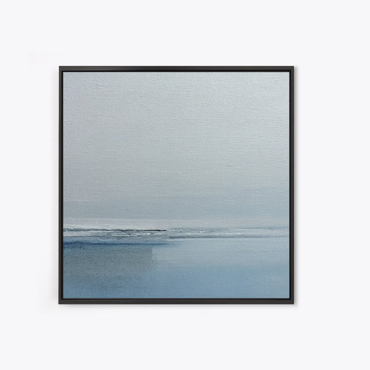 Minimal Misty Seascape In Soft Grey And Blue Wall Art, Neutral Abstract Ocean Canvas Print For Modern Decor