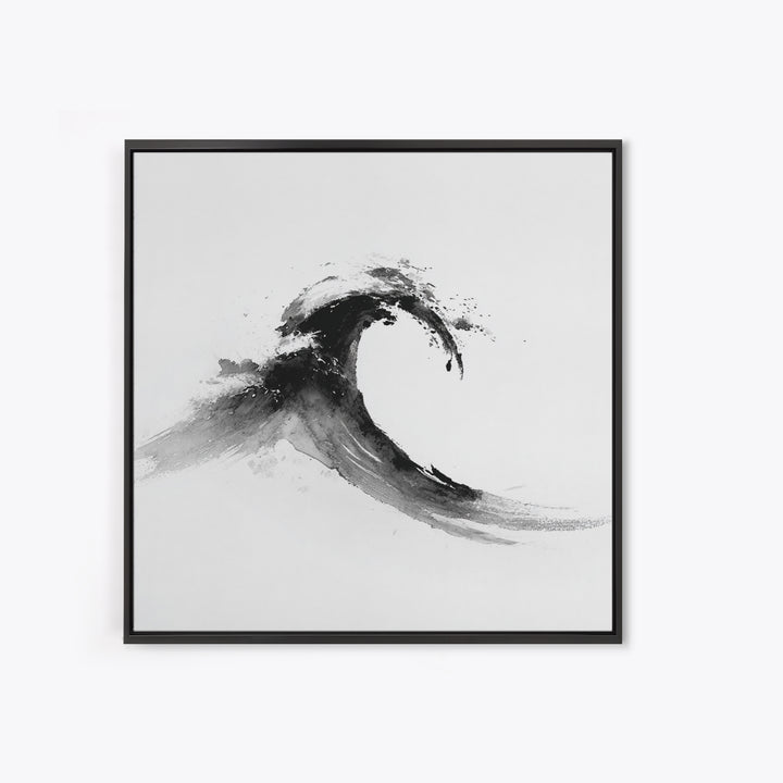 Minimalist Black And White Wave Painting Wall Art, Japanese Inspired Ocean Print, Modern Abstract Art, Coastal Home Decor
