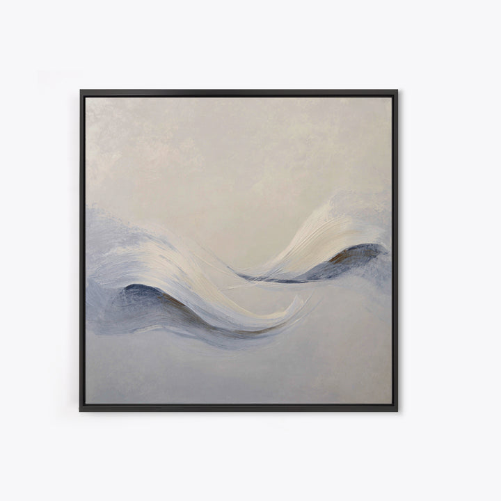 Neutral Abstract Wave Texture Wall Art, Minimalist Beige Painting Framed Canvas Print, Modern Living Room Decor