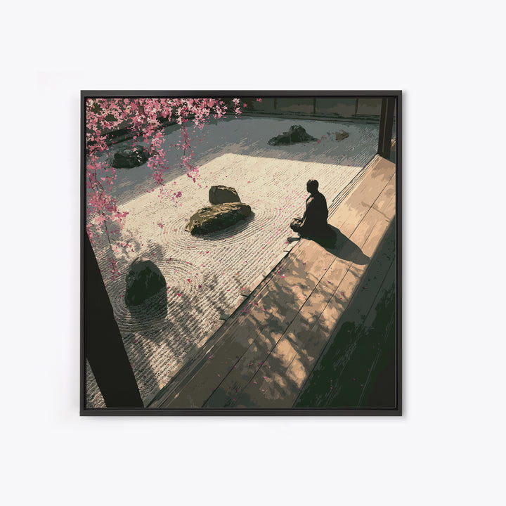 Zen Garden Meditation Canvas Print, Serene Japanese Wall Art, Tranquil Minimal Landscape Decor For Living Room Or Meditation Space