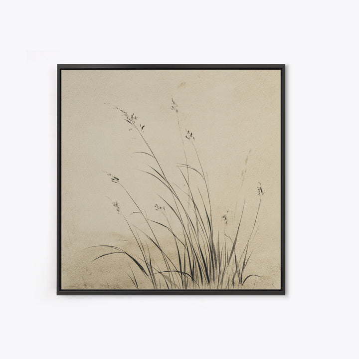 Delicate Black And White Minimalist Floral Wall Art With Grass Stalks Canvas Print Perfect For Modern Home Decor And Living Room Wall