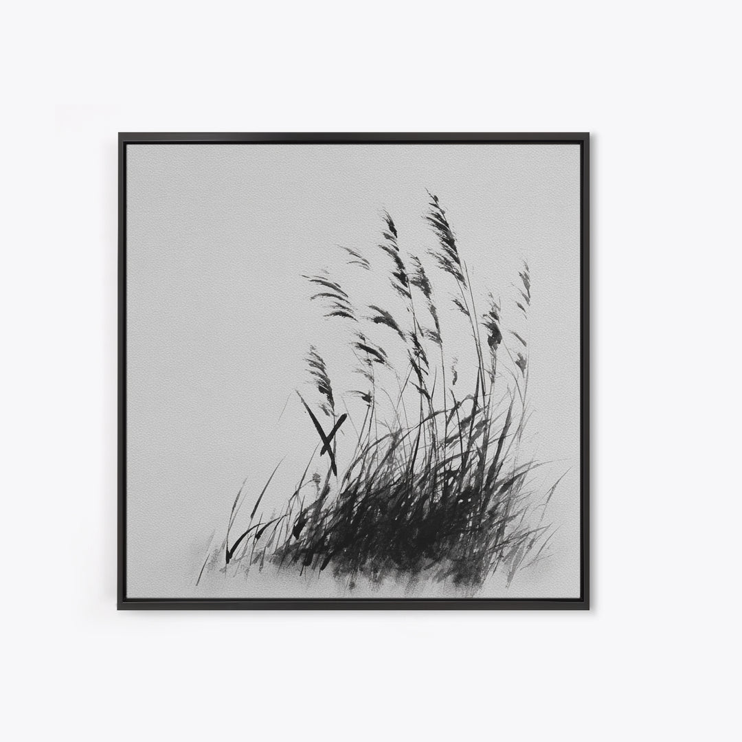 Minimalist Ink Grass Wall Art, Black And White Japanese Style Painting, Modern Minimal Wall Decor Fine Art Print