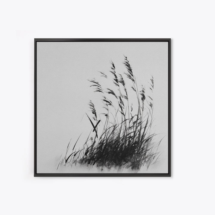 Minimalist Ink Grass Wall Art, Black And White Japanese Style Painting, Modern Minimal Wall Decor Fine Art Print