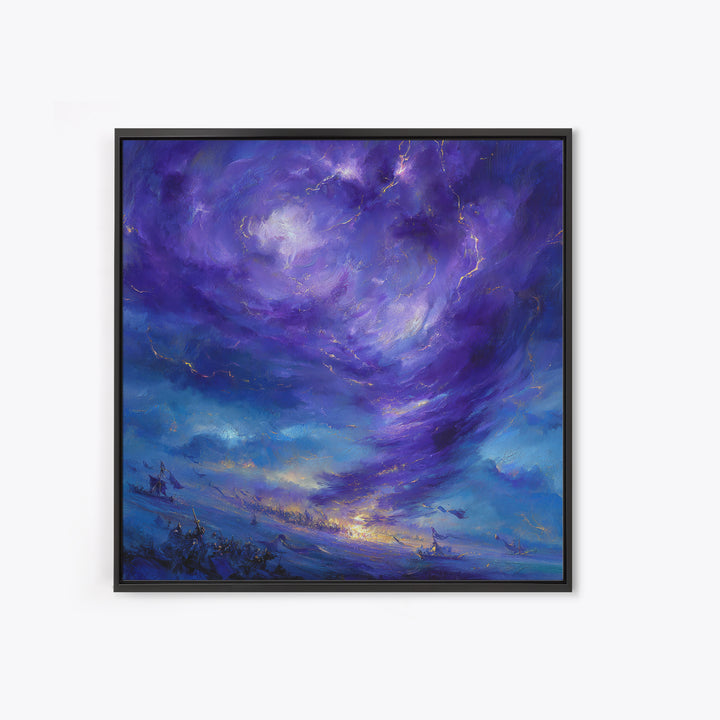 Purple Storm Vortex Wall Art, Abstract Fantasy Seascape Canvas Print, Moody Ocean Decor, Dramatic Wizard Battle Gift For Home Decor