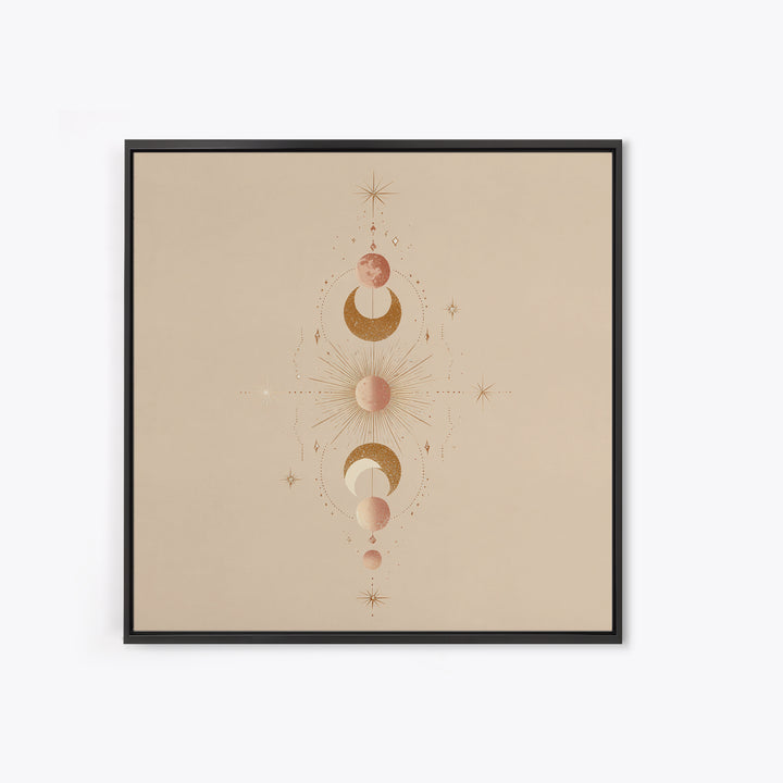 Boho Moon Phase Celestial Wall Art, Mystical Sun And Stars Canvas Print For Bedroom Decor, Nursery Art, And Spiritual Gift