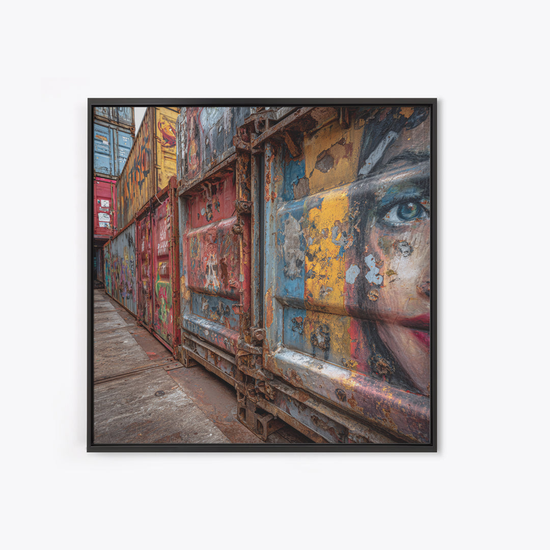 Graffiti Shipping Container Wall Art, Urban Street Art Canvas Print, Industrial Decor, Colorful City Mural, Office Art Print