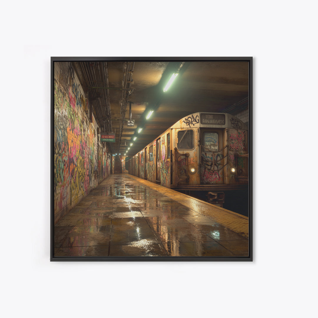 Graffiti Subway Train Station Canvas Print, Urban Street Art, Industrial Wall Decor, NYC Transit Wall Art For Modern Home Decor