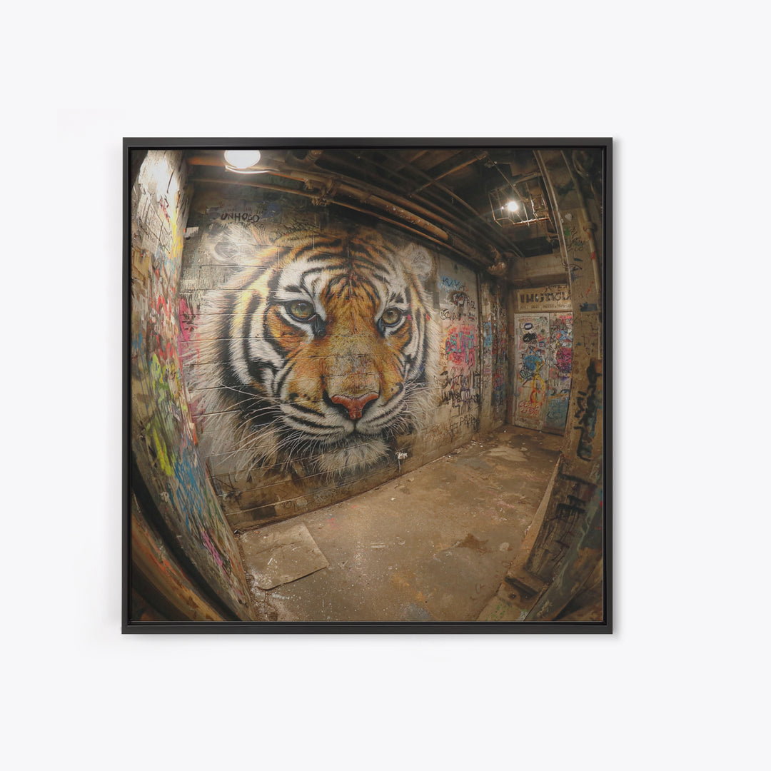 Realistic Tiger Mural In Graffiti Alley Wall Art, Urban Street Art, Big Cat Decor, Wildlife Art Print, Edgy Home Decor, Gift