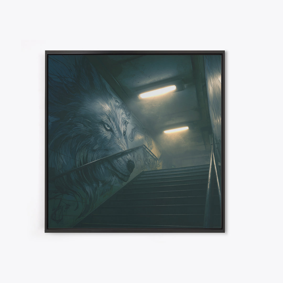 Moody Urban Lion Graffiti Wall Art, Street Art Canvas Print, Industrial Decor, Masculine Office Wall Decor, Animal Poster