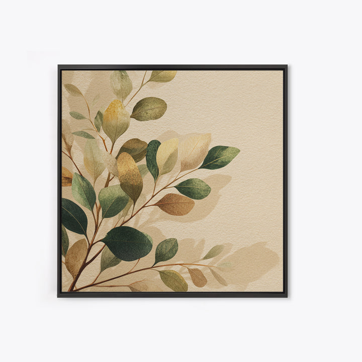 Eucalyptus Leaves Botanical Wall Art, Earth Tone Canvas Print, Neutral Nature Decor, Modern Farmhouse Living Room Art Print