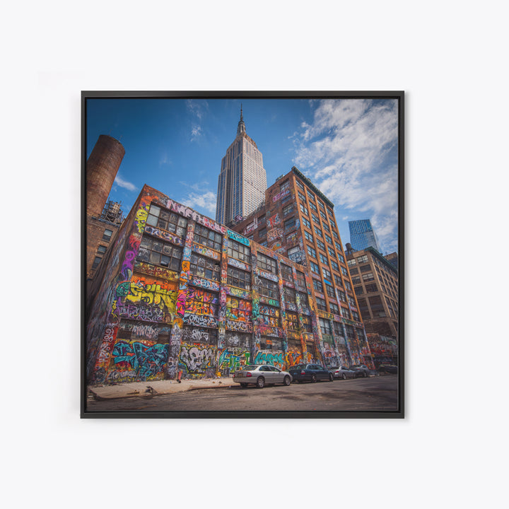 Empire State Graffiti Building Wall Art, NYC Urban Canvas Print, Street Art Decor, New York City Office Wall Decor Gift For Him