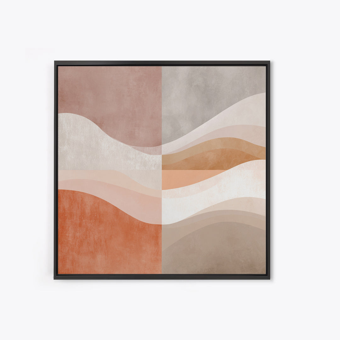 Terracotta Abstract Waves Wall Art, Neutral Beige Canvas Print, Modern Boho Decor, Earth Tone Living Room Wall Art Print