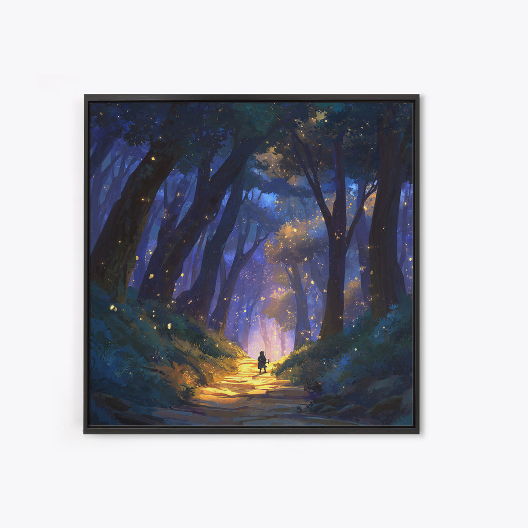 Enchanted Forest Path Wall Art, Whimsical Canvas Print, Firefly Woodland Decor, Fairy Tale Nursery Art, Magical Gift For Kids