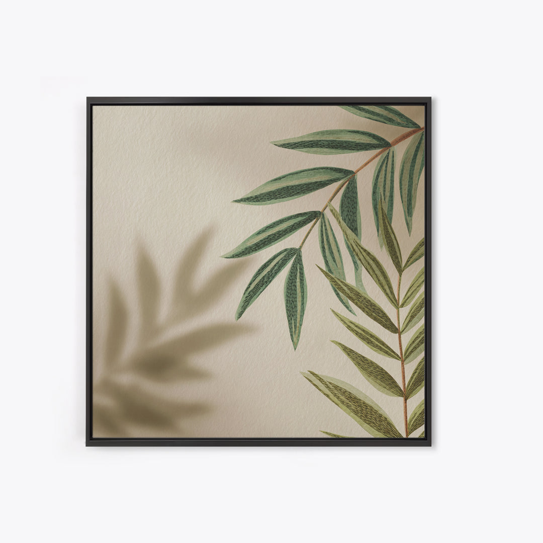 Olive Green Botanical Leaves Wall Art, Minimalist Nature Canvas Print, Japandi Neutral Home Decor For Living Room And Bedroom