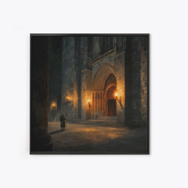 Gothic Cathedral Doorway Wall Art, Dark Medieval Architecture Canvas Print, Moody Wall Decor, Dark Academia, Fine Art Print