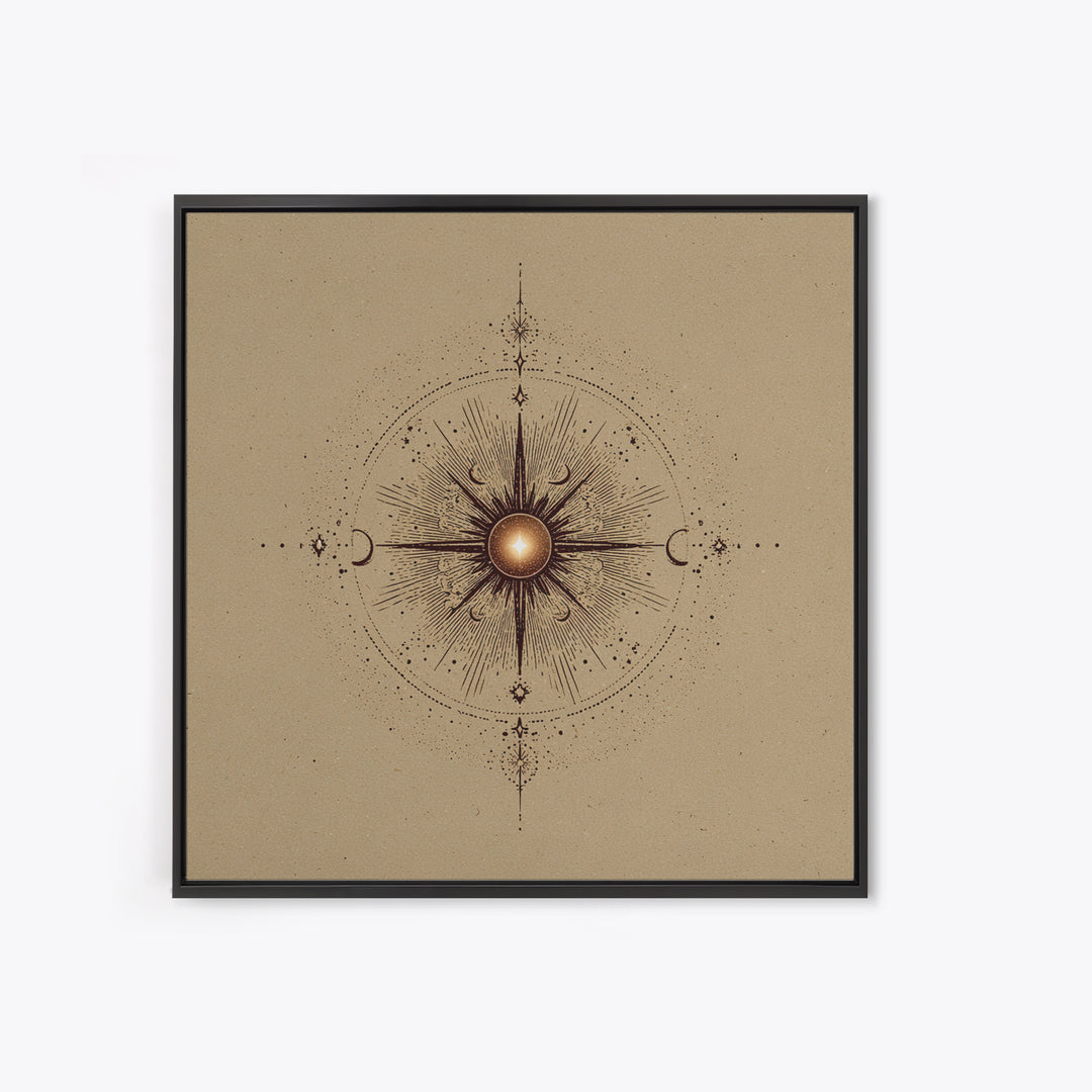 Celestial Sun And Moon Compass Wall Art, Mystical Zodiac Canvas Print, Boho Spiritual Decor For Meditation Room And Home Office