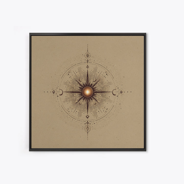 Celestial Sun And Moon Compass Wall Art, Mystical Zodiac Canvas Print, Boho Spiritual Decor For Meditation Room And Home Office