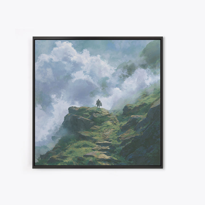 Misty Mountain Path Above The Clouds Wall Art, Fantasy Landscape Canvas Print, Adventure Decor, Nature Poster Gift For Hikers