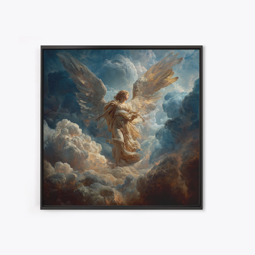 Heavenly Angel In Storm Clouds Wall Art, Dramatic Celestial Fine Art Print, Christian Decor, Spiritual Gift For Her, Large Canvas Print