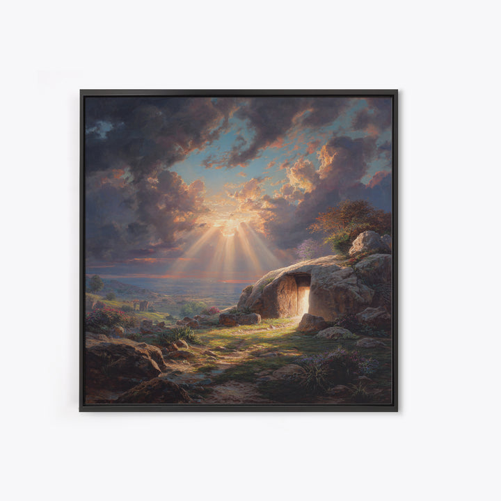 Empty Tomb Resurrection Wall Art, Christian Landscape Canvas Print, Easter Decor, Bible Story Gift, Inspirational Home Decor