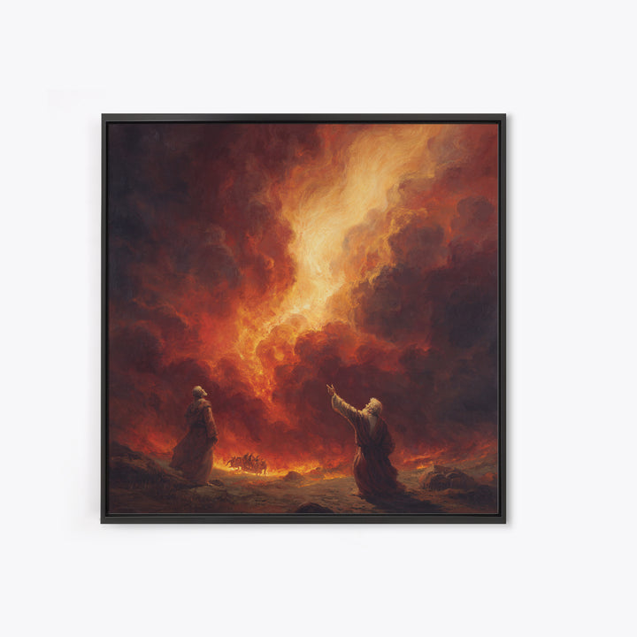 Apocalyptic Firestorm Biblical Scene Wall Art, Dramatic Religious Canvas Print, Christian Decor, Fine Art Print, Living Room Decor