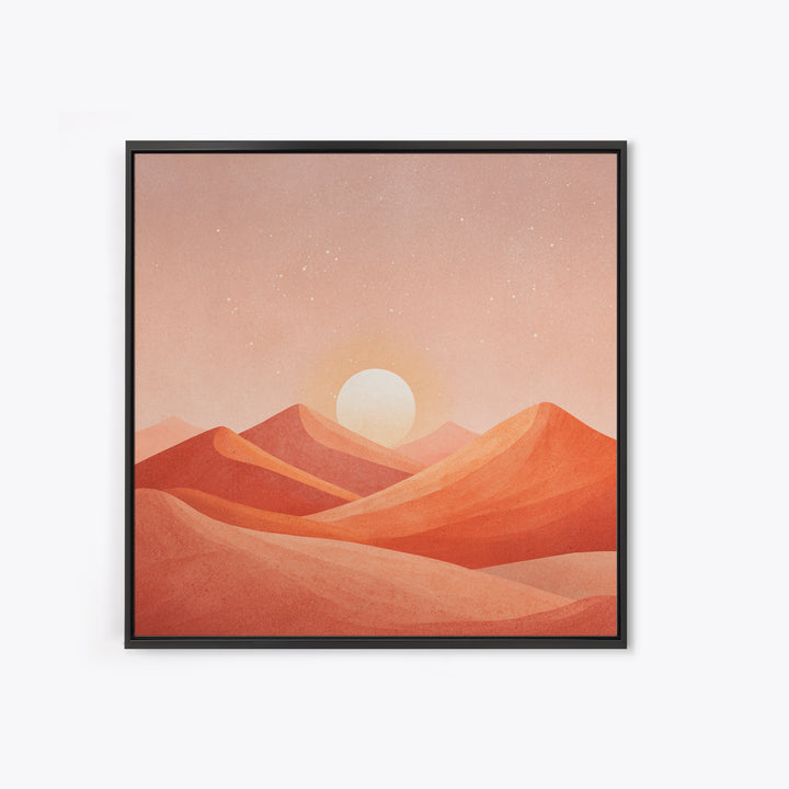 Blush Desert Mountains Sunrise Wall Art, Warm Terracotta Landscape Canvas Print, Modern Boho Living Room Decor Above Bed