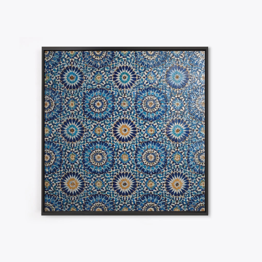 Blue Moroccan Zellige Tile Pattern Wall Art, Geometric Wall Decor, Islamic Home Decor, Mediterranean Canvas Print For Entryway