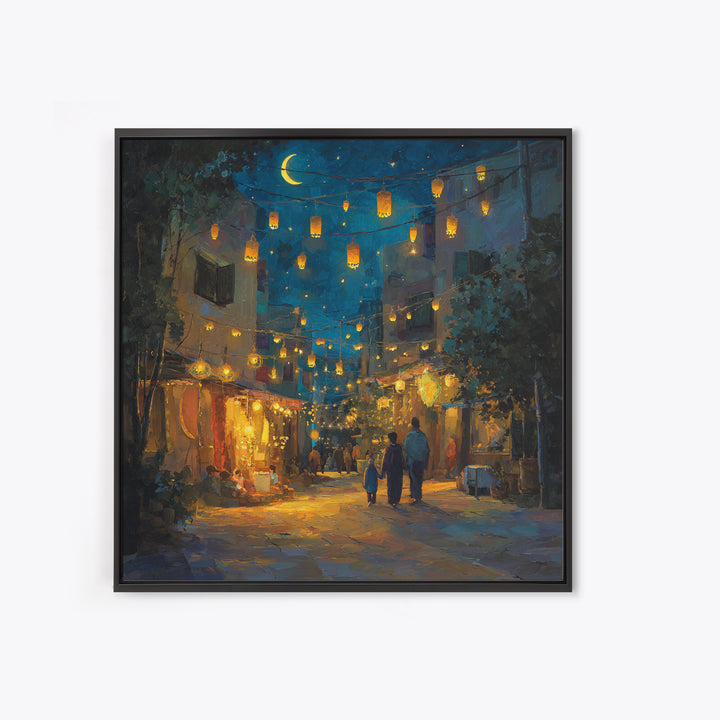 Moonlit Lantern Bazaar Wall Art, Middle Eastern Night Market Print, Ramadan Decor, Travel Poster, Warm Boho Home Decor Gift