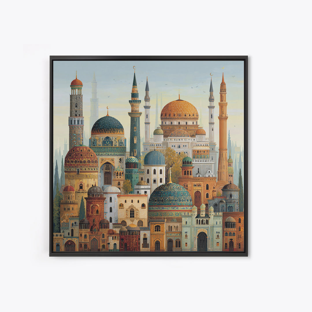 Ornate Islamic Mosque Domes Wall Art, Arabic Architecture Canvas Print, Middle Eastern Decor, Ramadan Gift, Gallery Print
