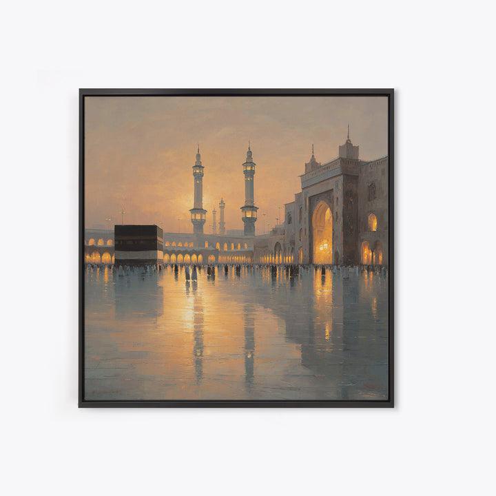 Mecca Kaaba Courtyard At Sunset Wall Art, Islamic Architecture Canvas Print, Hajj Travel Decor, Muslim Home Gift, Fine Art Print