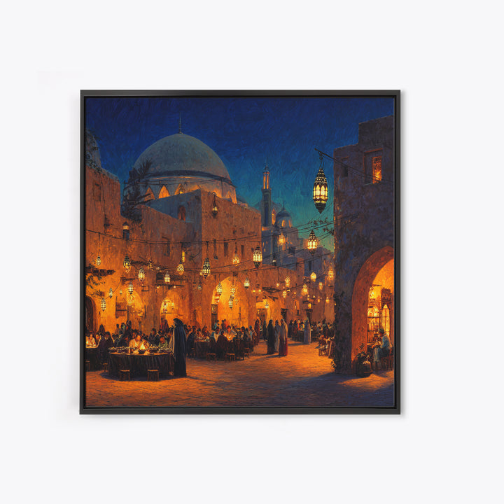 Lantern Lit Mosque Courtyard At Night Wall Art, Islamic Home Decor, Arabic Architecture Print, Ramadan Decor, Eid Gift Art