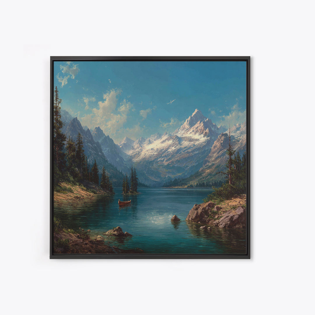Alpine Lake With Snowy Peaks Wall Art, Mountain Landscape Canvas Print, Cabin Decor, Lake House Gift, Nature Art For Living Room