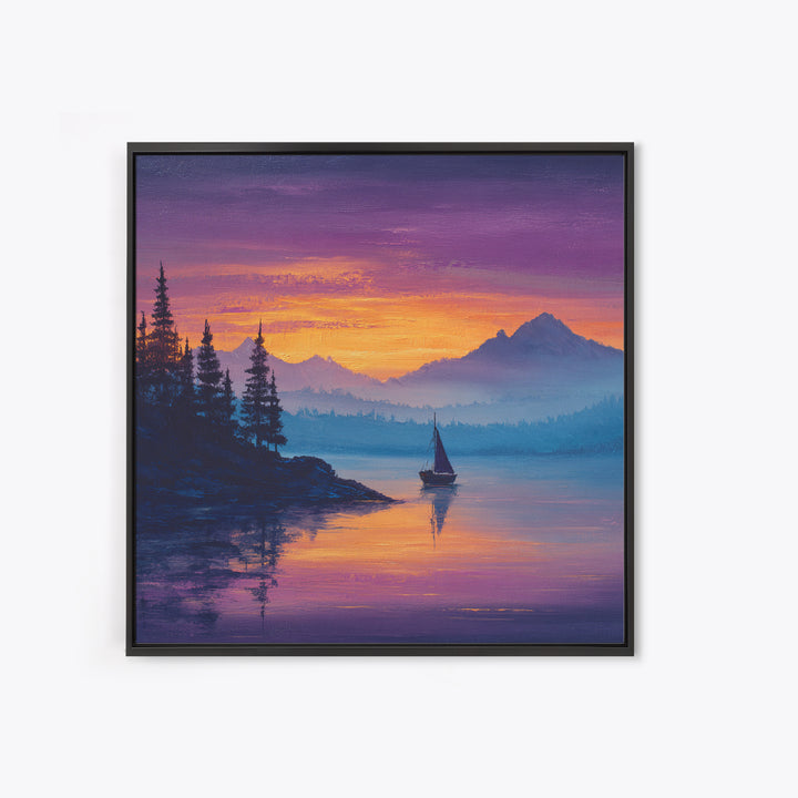 Cosmic Blue Night Mountain Landscape Wall Art Framed Canvas Print Spiritual Home Decor For Living Room And Meditation Space