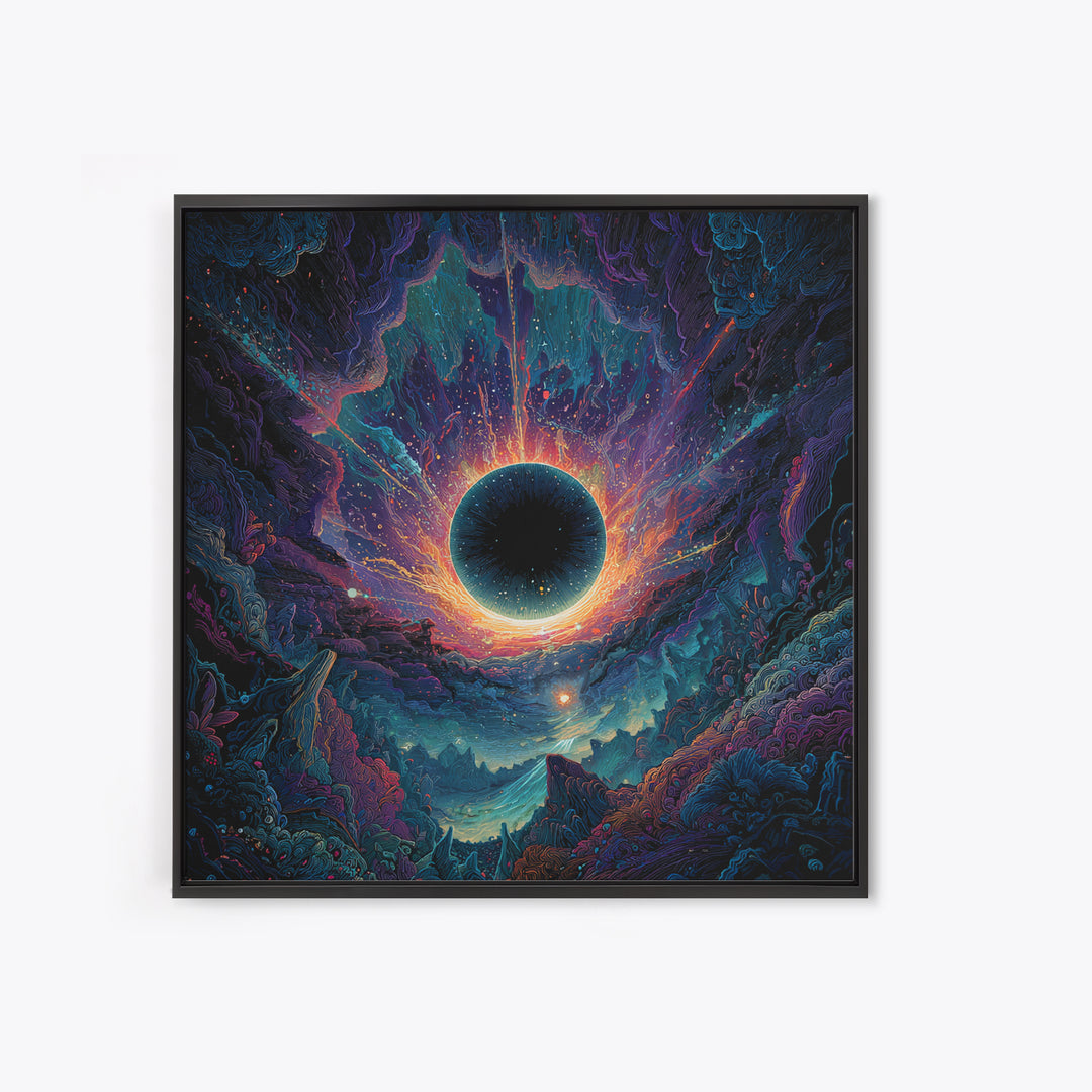 Cosmic Black Hole Abstract Space Landscape Wall Art Surreal Galaxy Painting Trippy Psychedelic Decor Modern Canvas Print